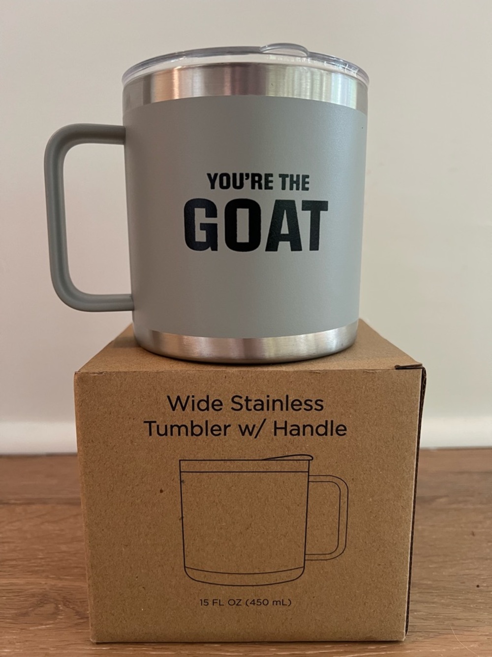 Wide Stainless Steel Travel Mug with Handle - Gray - Unbranded
